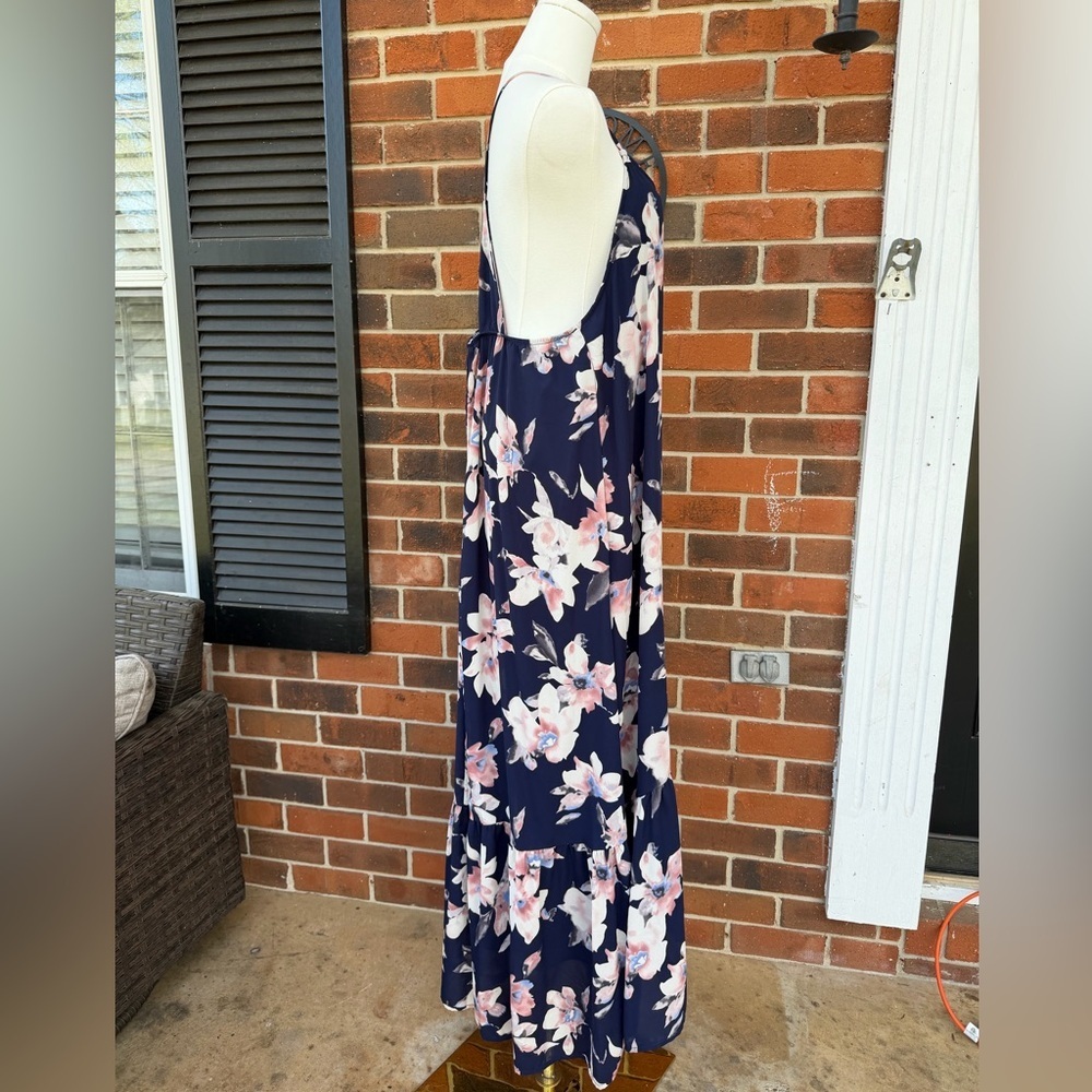 Navy Floral Maxi Dress - Pink & White Blooms - Picture 2 of 4
